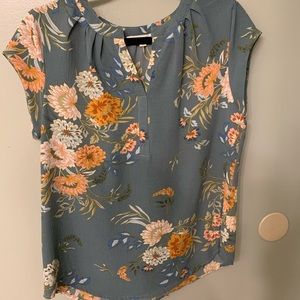 Fun2fun Walden Split Neck Blouse Blue